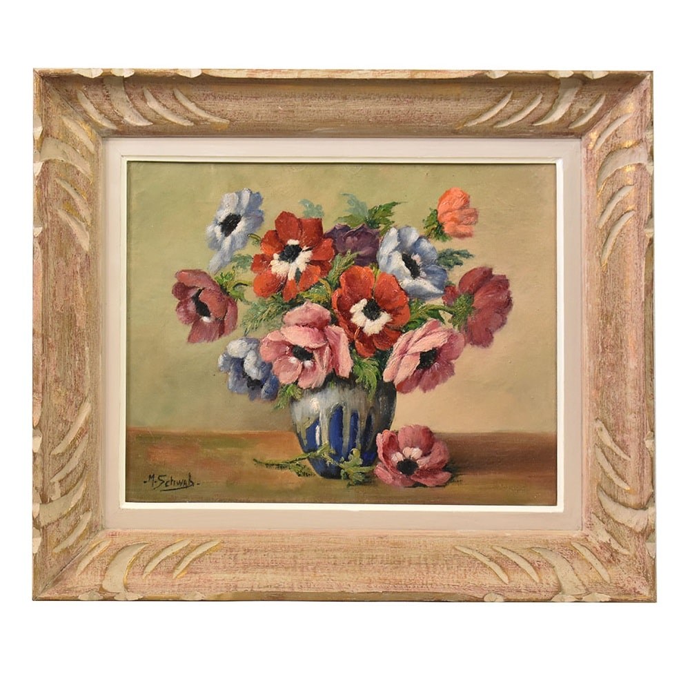 QF551 1 antique flower paintings floral canvas  Art deco.jpg